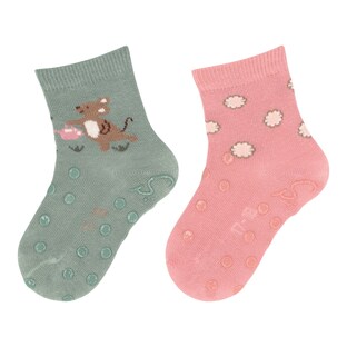 2er-Pack ABS-Krabbelsocken Maus Blumen