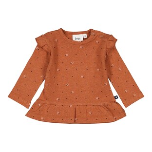 Shirt langarm Blumen Herzen Rüschen Rippqualität