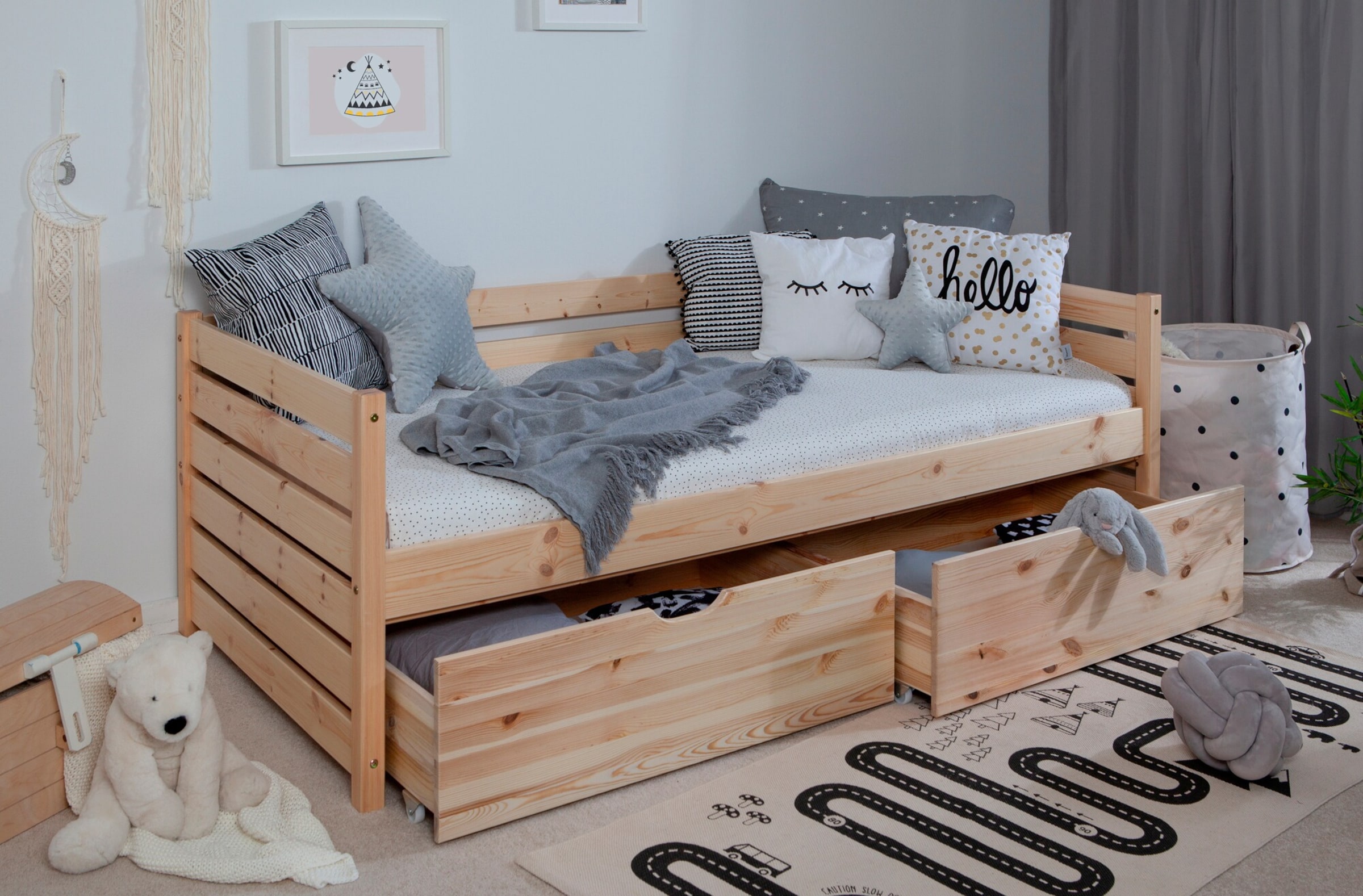 TiCAA Sofabett Naomi inkl 2x Schubkästen 90x200