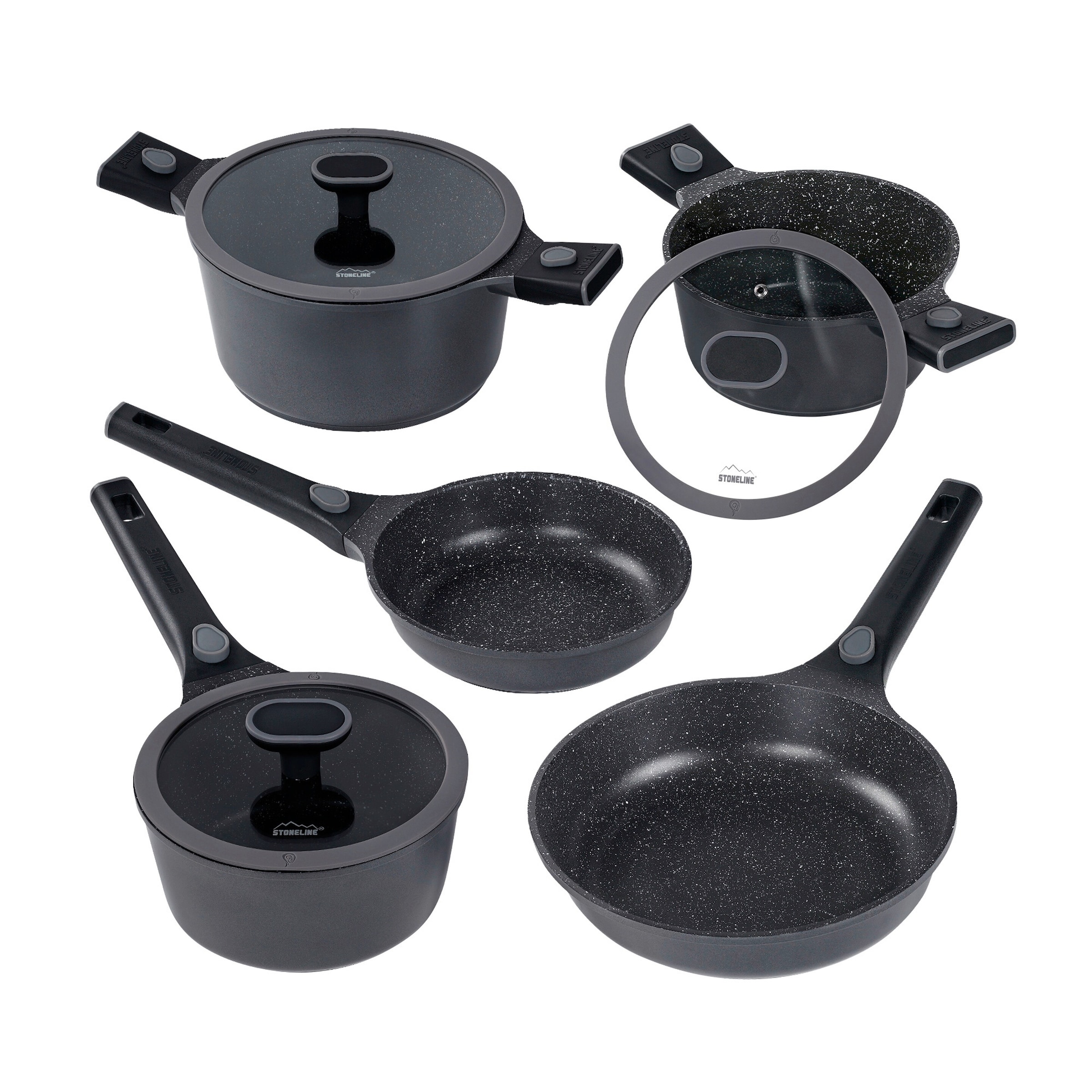 STONELINE® STONELINE SMART Kochgeschirr-Set 8-teilig 18/20/24 | mit Deckeln - Grau