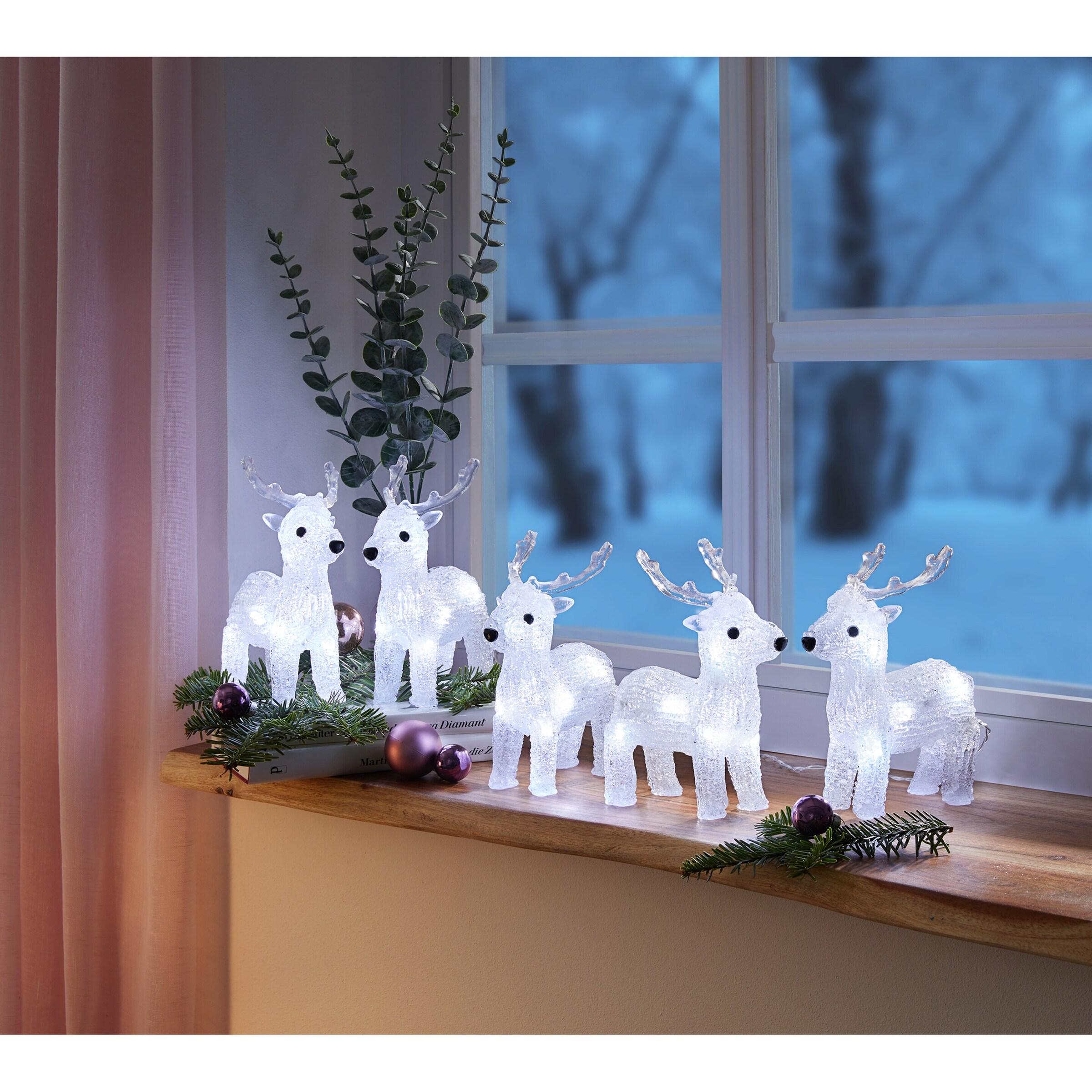LED-Dekofigur "Rentiere", 5 Stück