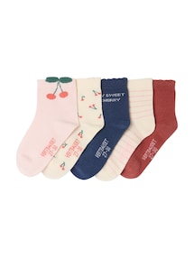 5er-Pack Mädchen Socken Kirschen