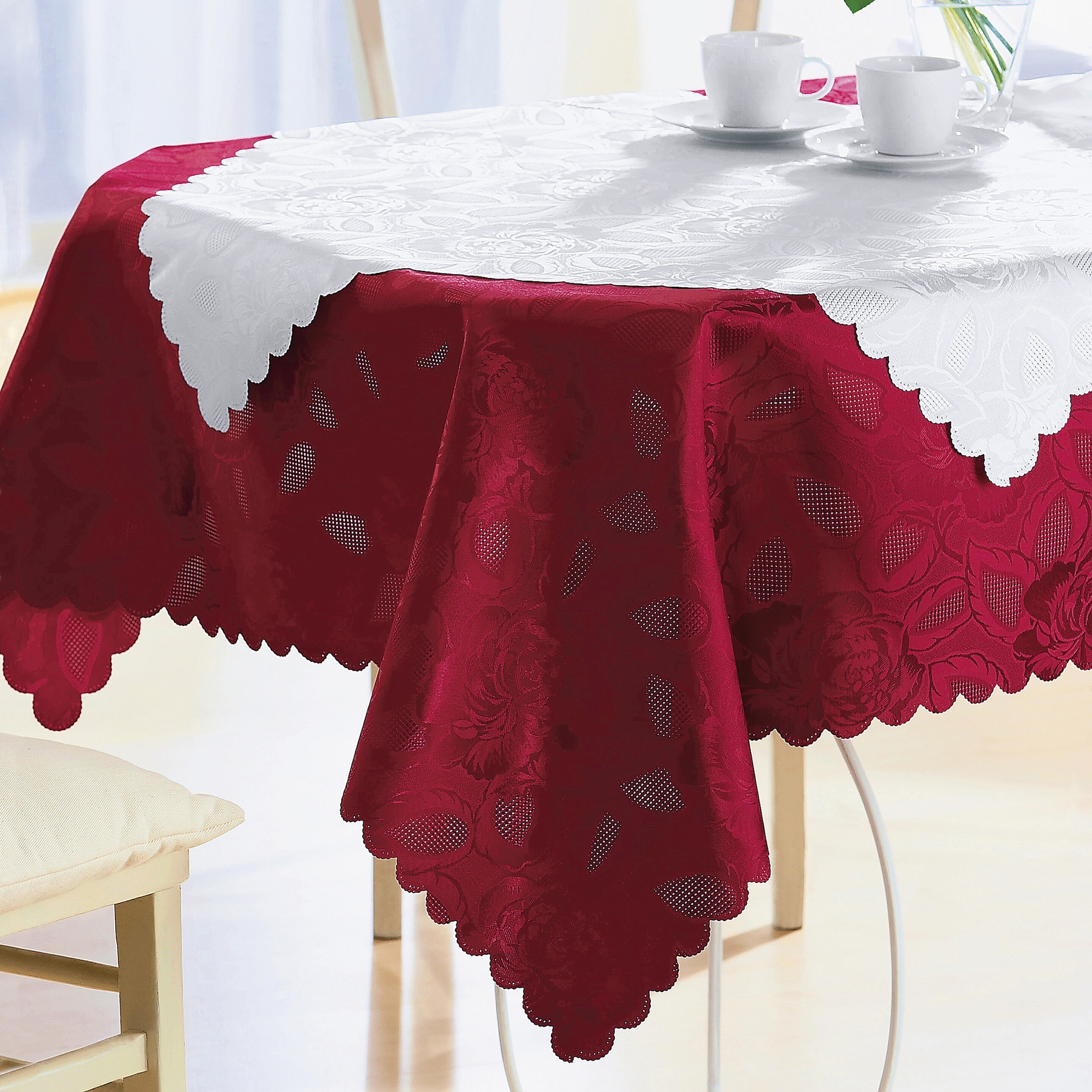 Jacquard-Tischdecke "Jasmin", bordeaux