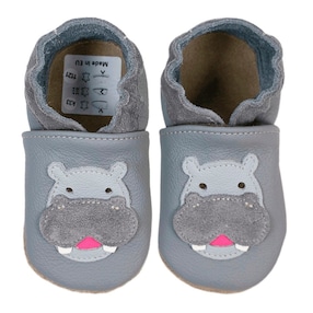 Krabbelschuhe Nilpferd grau