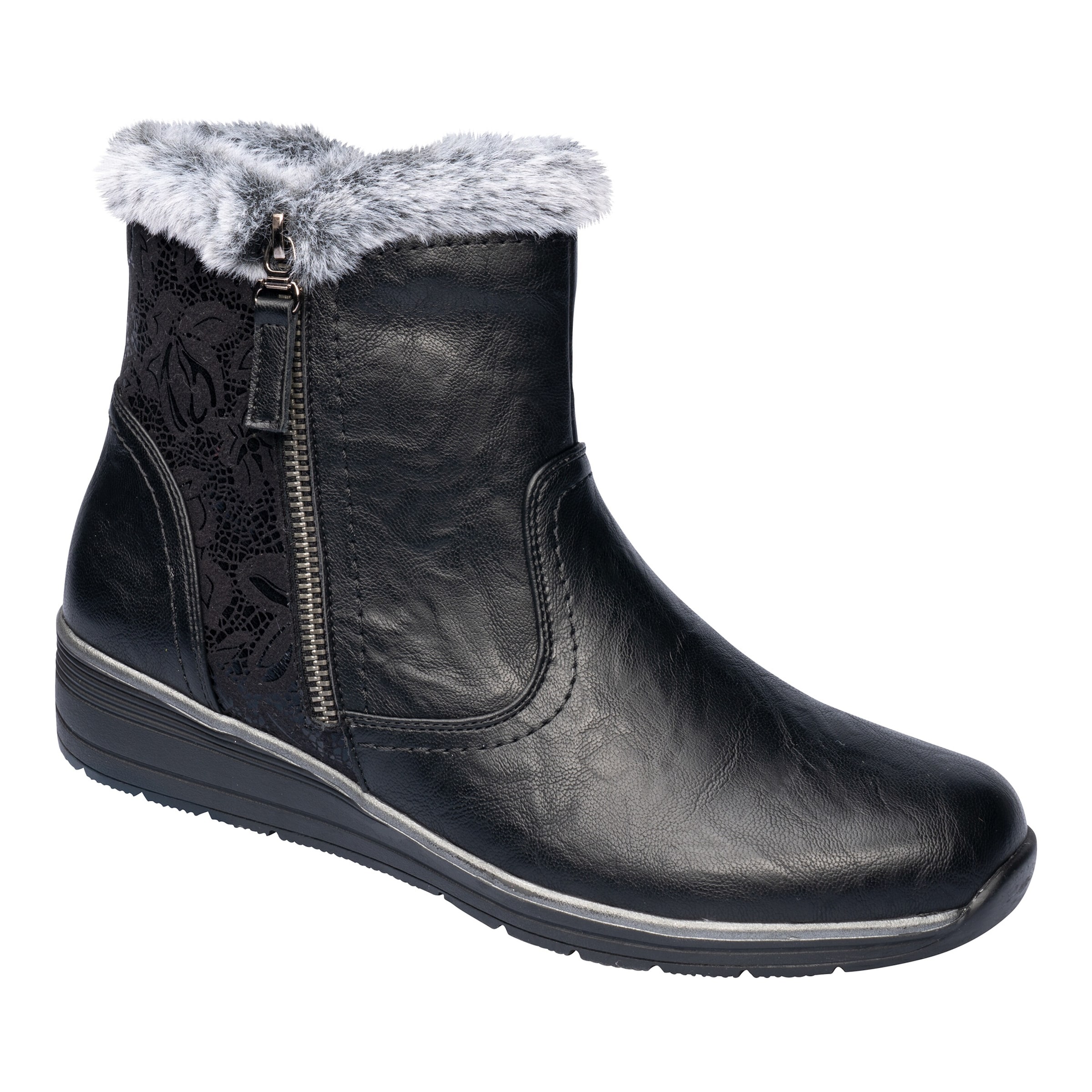 Kuschel-Stiefelette mit Leder „Mona“