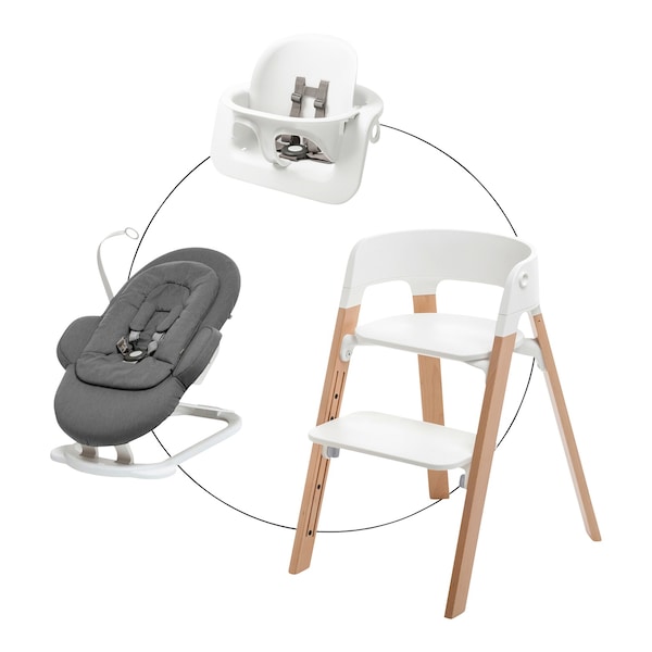 Ensemble chaise haute avec transat et kit bébé