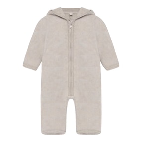 Wollfleece-Overall mit Klappbündchen und Kapuze mit Ohren Merinowolle
