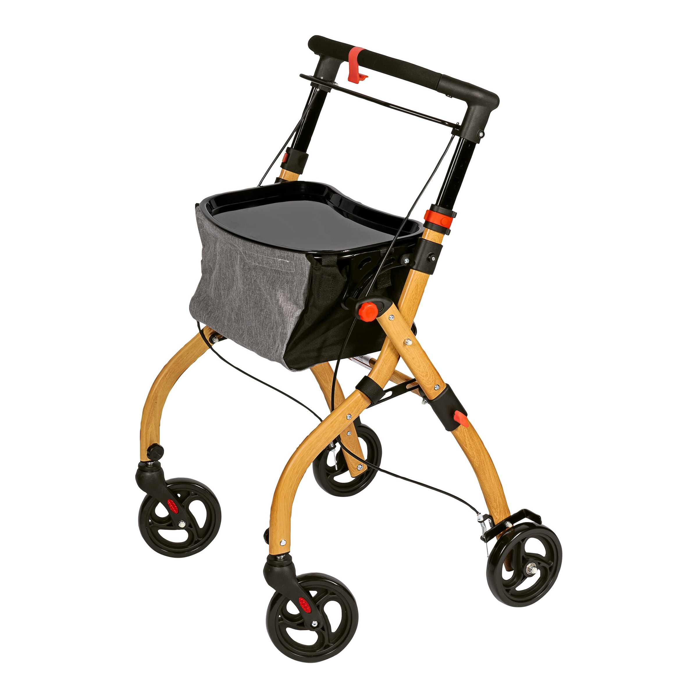 Indoor-Rollator in Holz-Optik mit Tasche und Tablett - AT51040