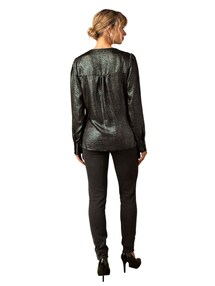 Wickelbluse für Schwangerschaft und Stillzeit , Glanzeffekt