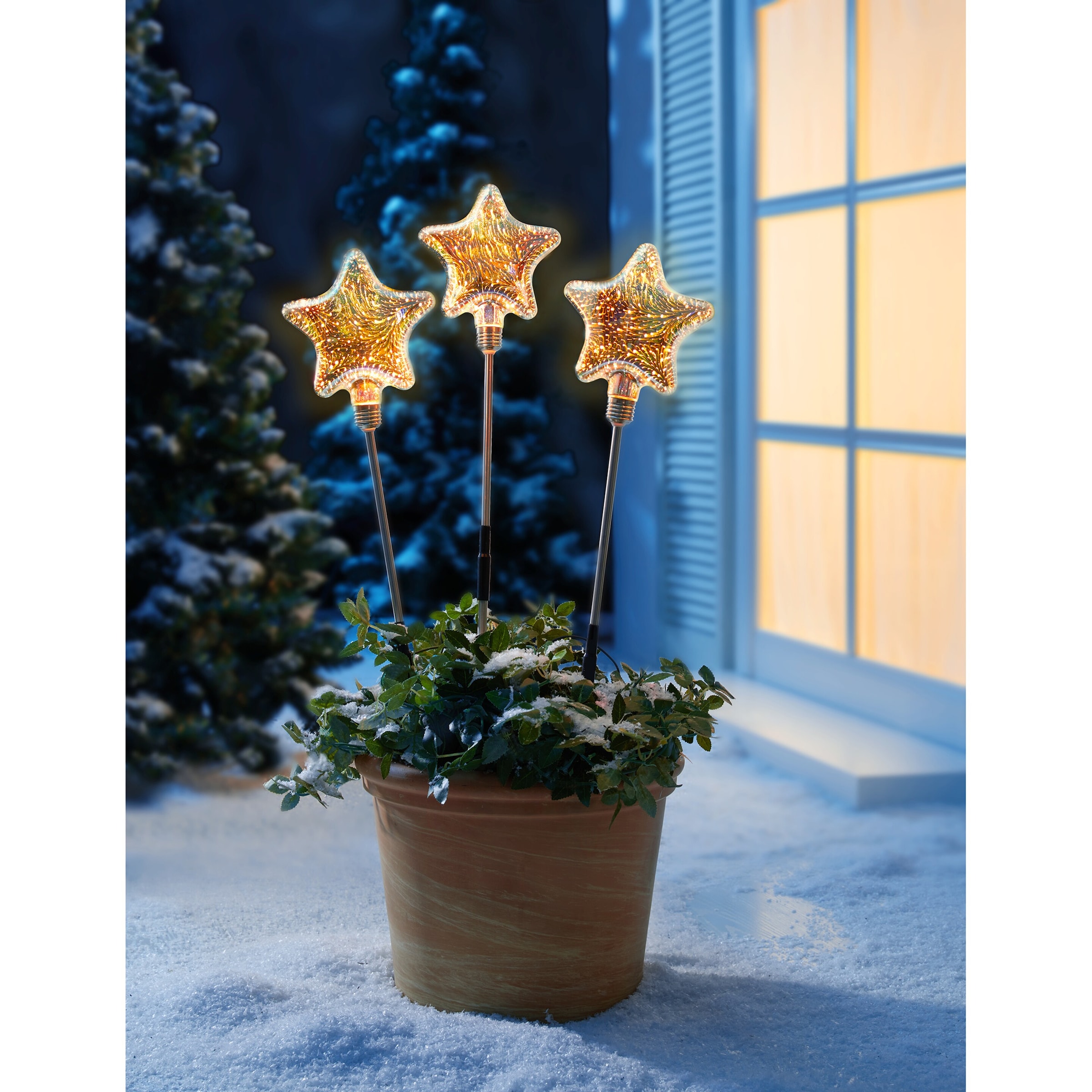 Gartenstecker "Glitzer-Sternentraum", 3 Stück