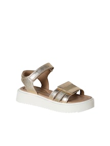 Mädchen Sandalen aus Leder mit Klettverschluss, Metallic-Effekt