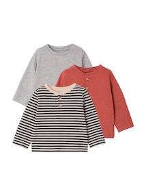 3er-Pack Baby Langarmshirts BASIC aus Bio-Baumwolle