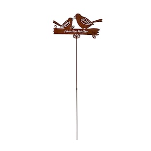 Edelrost-Gartenstecker "Vögel" personalisiert mit Namen