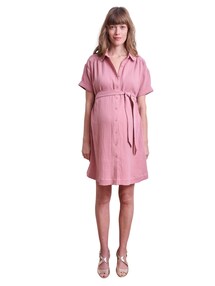 Kurzes Blusenkleid aus Baumwoll-Musselin für Schwangerschaft & Stillzeit