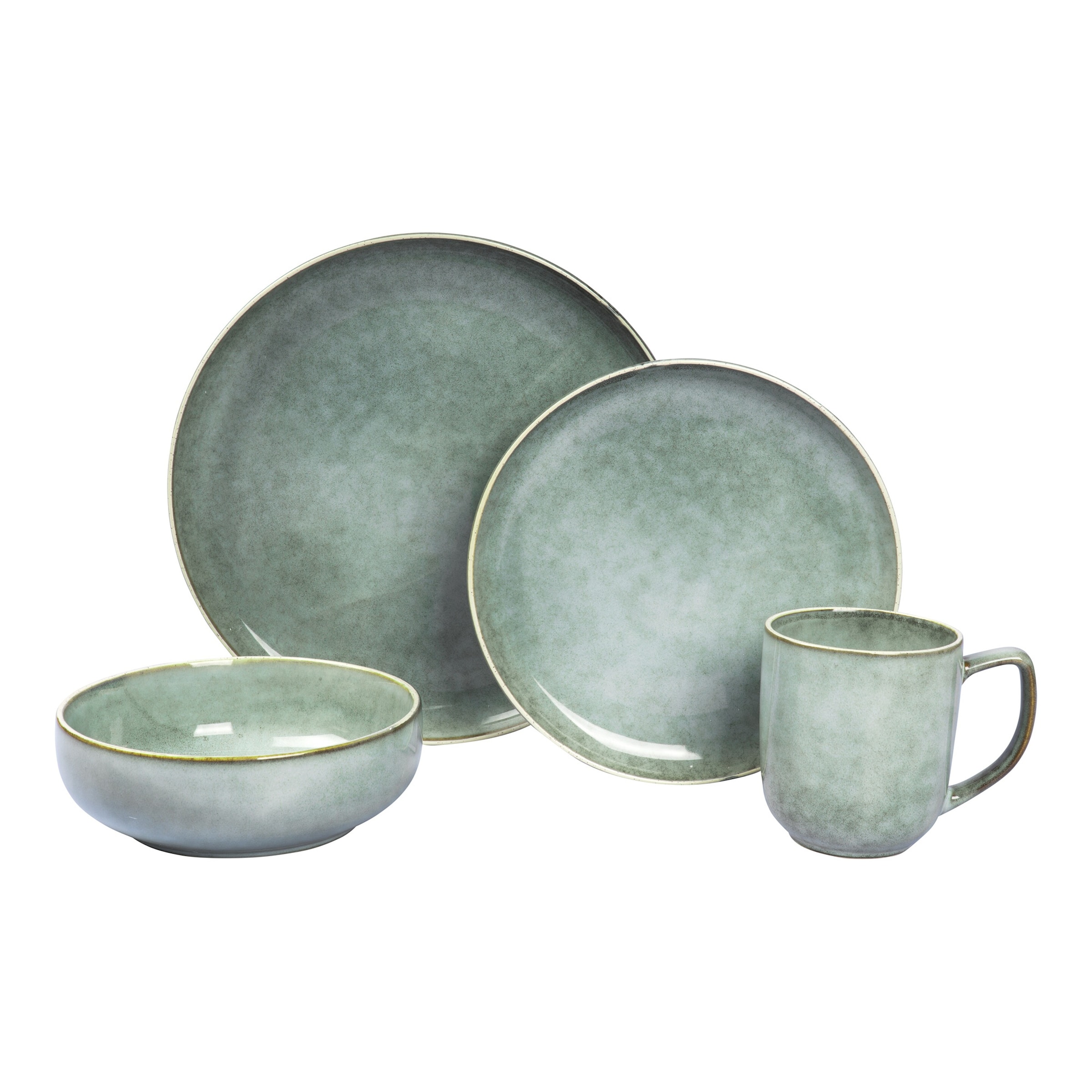 Steinzeug-Geschirr-Set „Natur“, 4-teilig