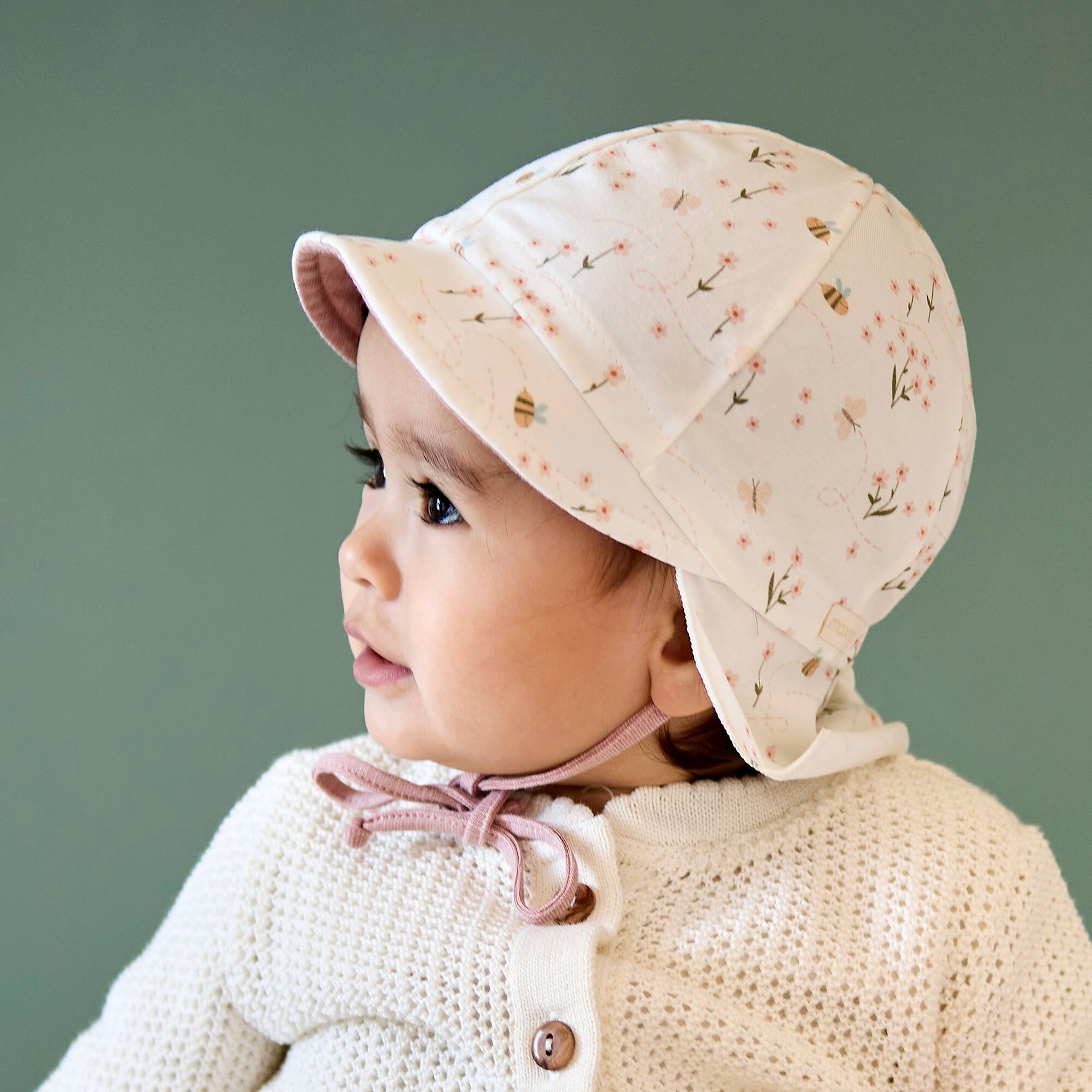 Schirmmütze mit Nackenschutz Blumen
