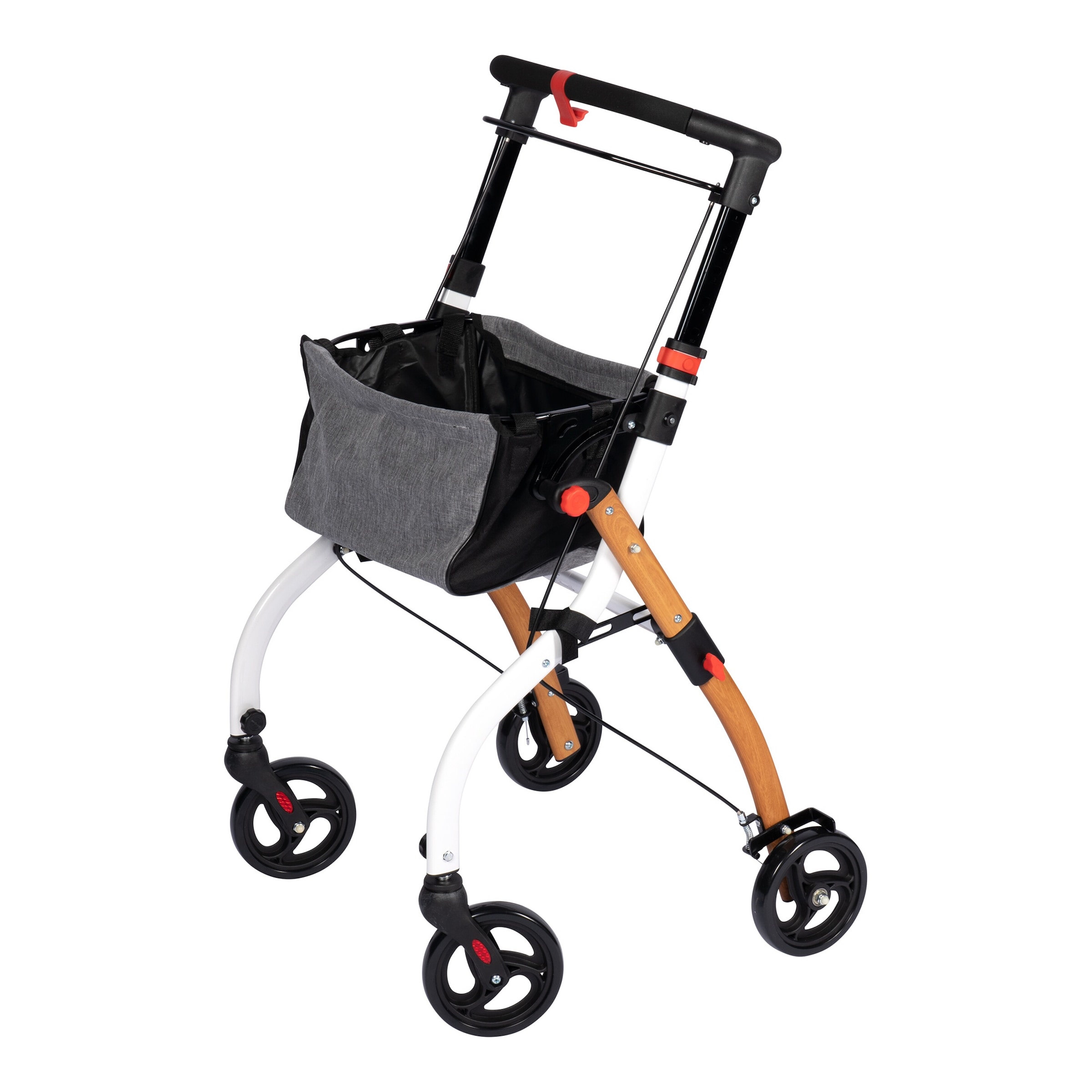 Indoor-Rollator in Holz-Optik mit Tasche und Tablett - AT51040 braun weiss