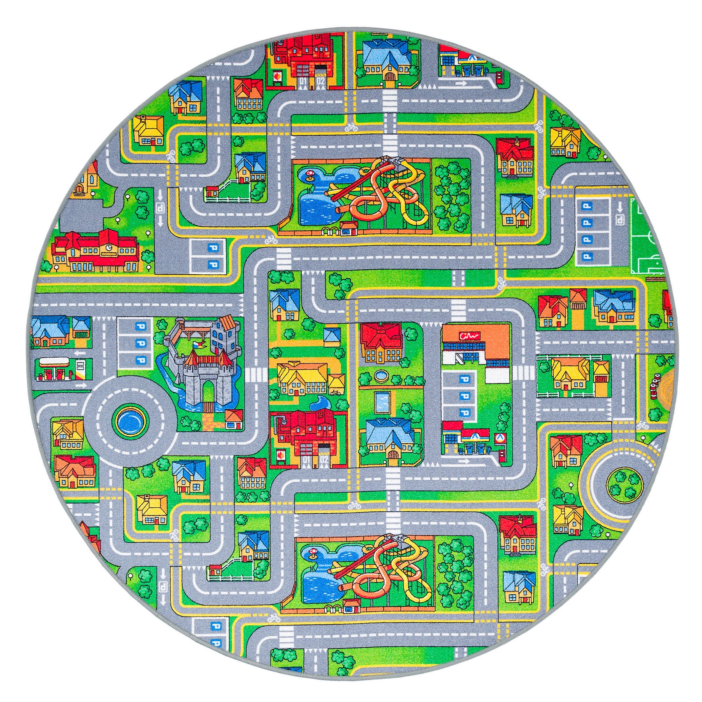 Snapstyle Kinder Spiel Teppich Abenteuerland Bunt Rund