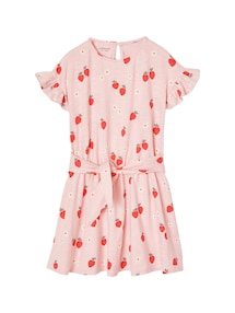 Mädchen Volantkleid mit Erdbeeren