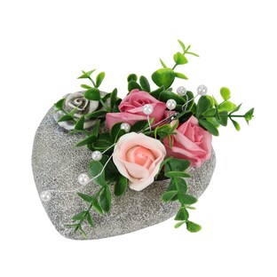 Composition florale pour tombe «Coeur et roses»