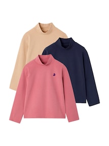 3er-Pack Mädchen Shirts mit Stehkragen BASIC
