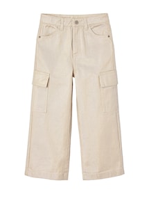 Weite Mädchen Cargohose mit Glanzeffekt