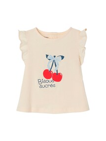 T-Shirt Mädchen Baby mit Druckknöpfen hinten, Bio-Baumwolle