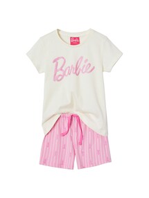 Kurzer Mädchen Schlafanzug BARBIE mit Glanzmotiv
