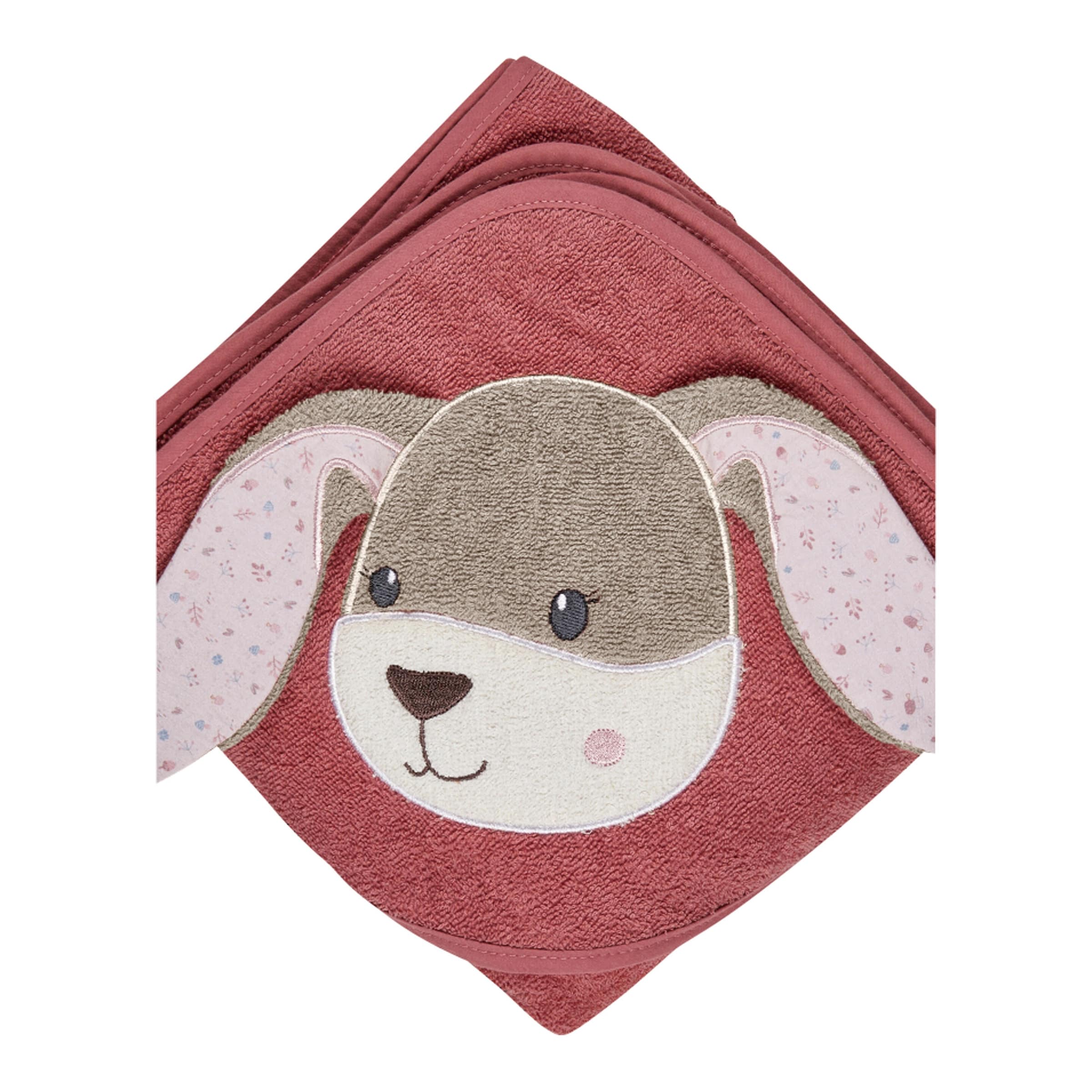 Kapuzenbadetuch mit Applikation 100x100 cm