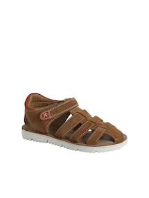Halboffene Kinder Ledersandalen mit Klett und Anziehtrick