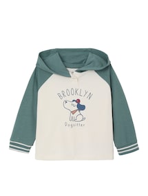 Baby Shirt mit Kapuze & Hundemotiv BROOKLYN Dogsitter, Bio-Baumwolle