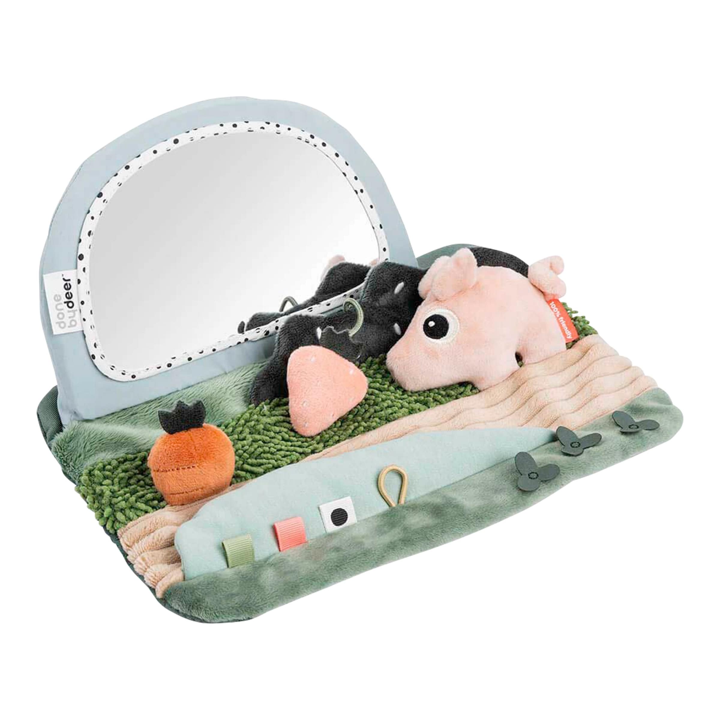 Done By Deer Spielkissen Tummy Time Tiny Farm mit Spiegel