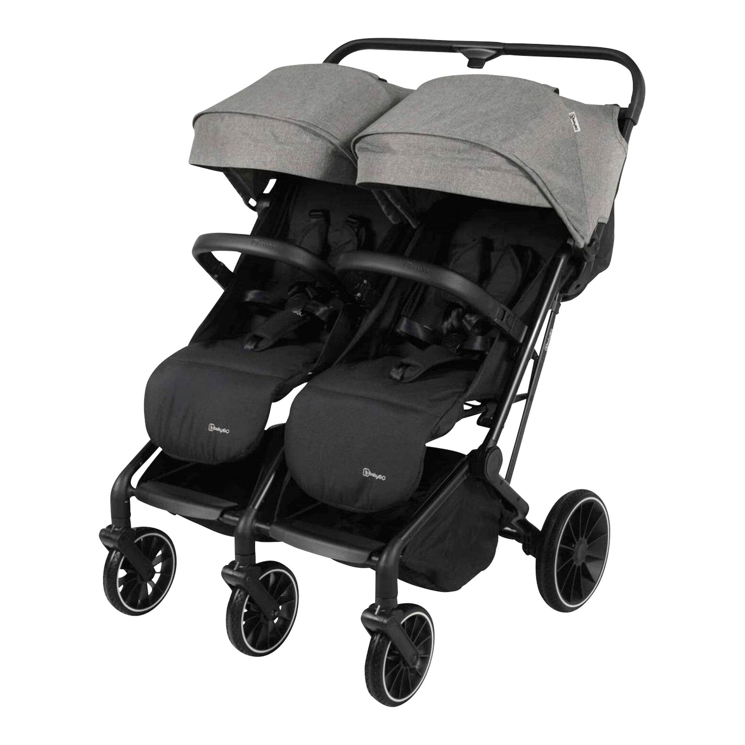 BabyGo Zwillingsbuggy "Zwillingskinderwagen GOTwice" mit drei schwenkbaren Vorderrädern