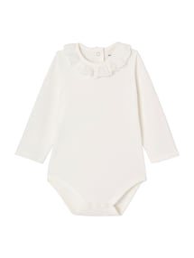 Bio-Kollektion: Baby Langarm-Body mit besticktem Kragen
