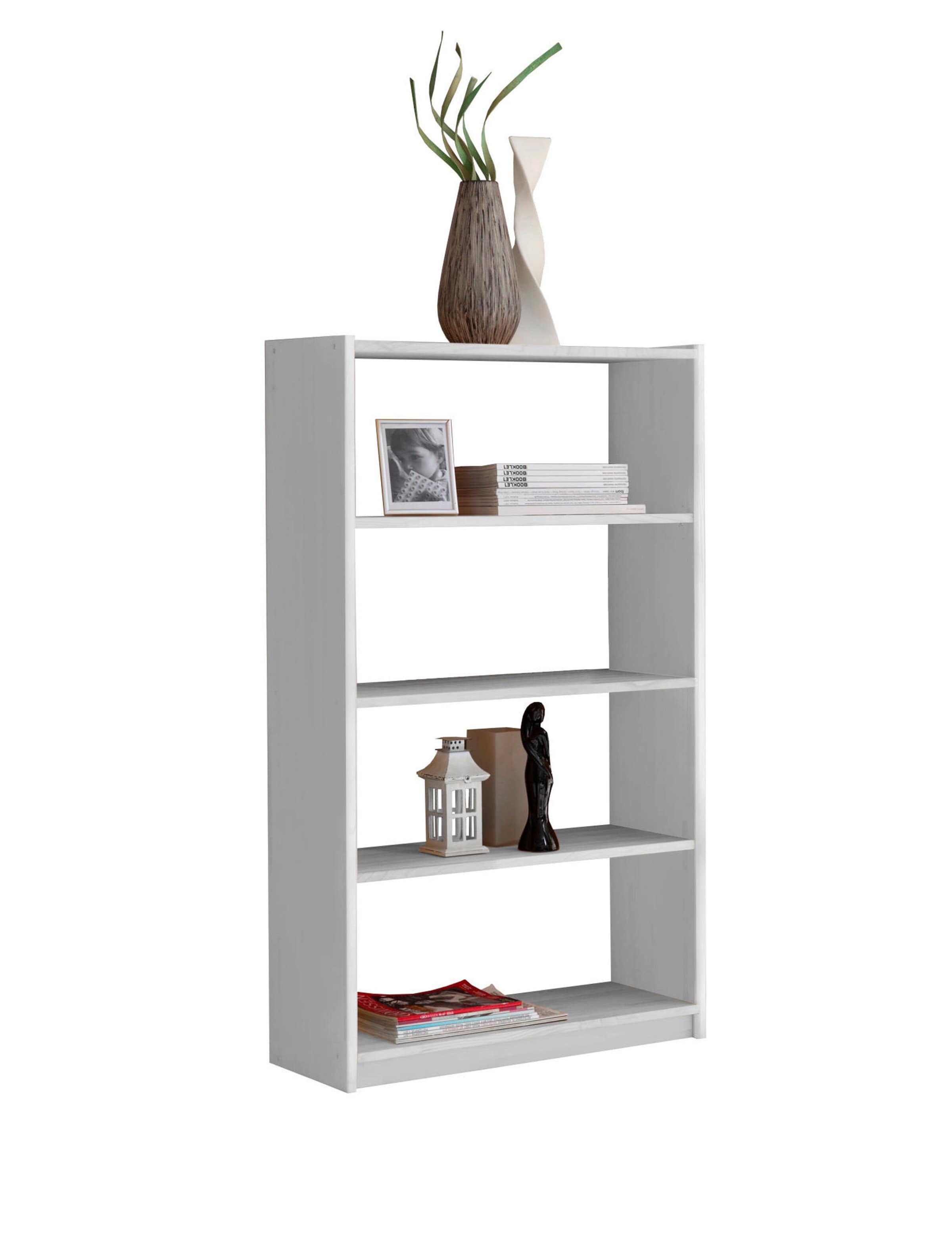 Ticaa Standregal Bücherregal Kiefer Weiß, verschied. Größen