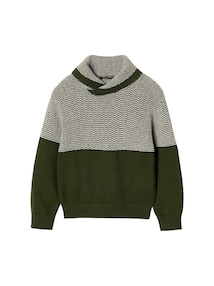 Strickpullover mit Schalkragen Jungen, zweifarbig