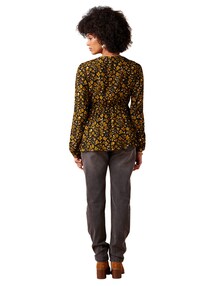 Bluse für Schwangerschaft und Stillzeit mit Glanz-Blumen