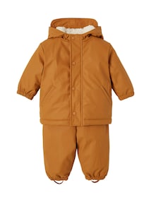 Baby-Set: Thermo-Regenjacke mit Webpelz und Matschhose, Recycling-Polyester