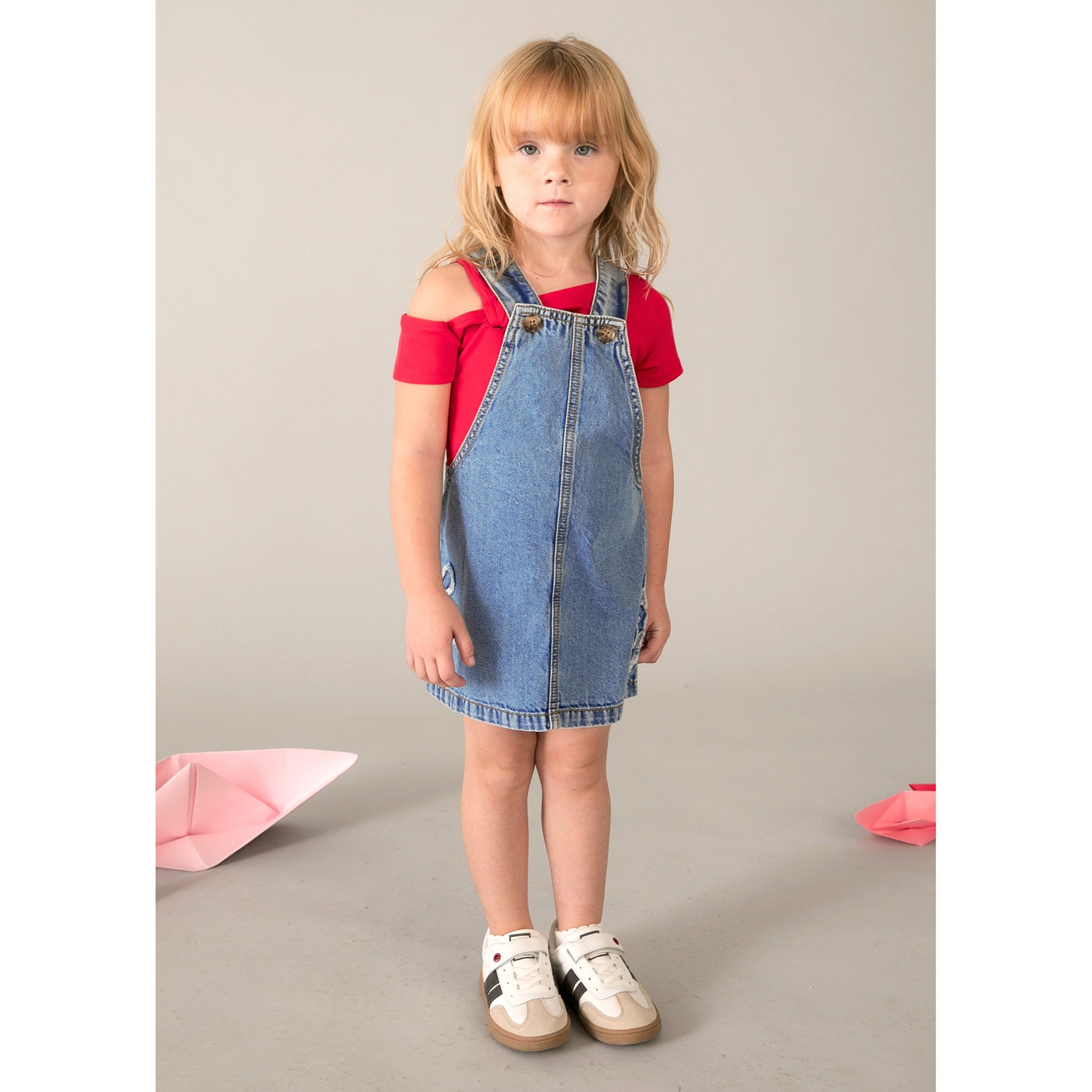 Thumbnail - Mayoral Jeans-Latzkleid Blumen