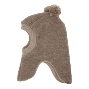 Cagoule en polaire de laine avec pompon