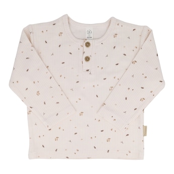 Henley-Shirt langarm Wald Rippqualität
