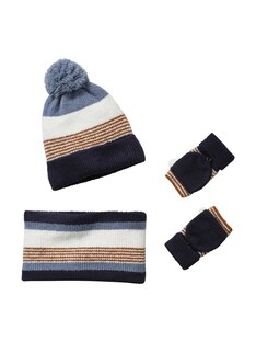 Jungen Strick-Set: Mütze, Rundschal & Handschuhe, Streifen