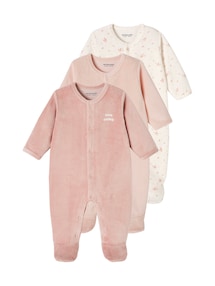 3er-Pack Baby Samt-Strampler BASIC