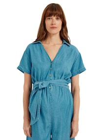 Kurzärmeliger Jumpsuit für Schwangerschaft und Stillzeit aus Lyocell