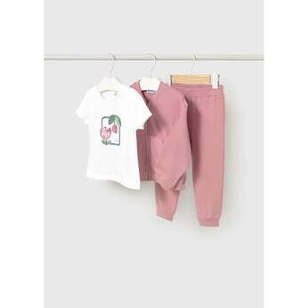 3-tlg. Set T-Shirt, Sweatjacke und Jogginghose Blumen