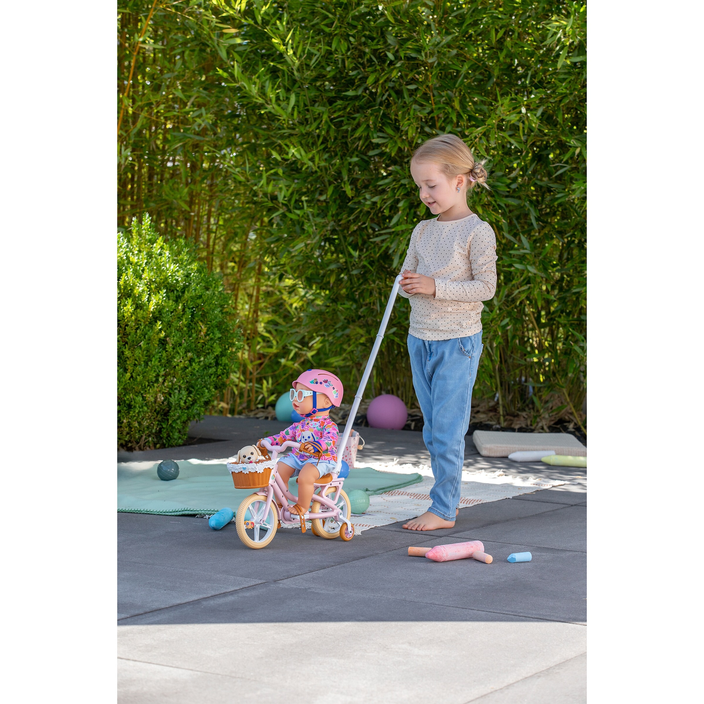 Puppen Fahrrad mit Welpen Lucky