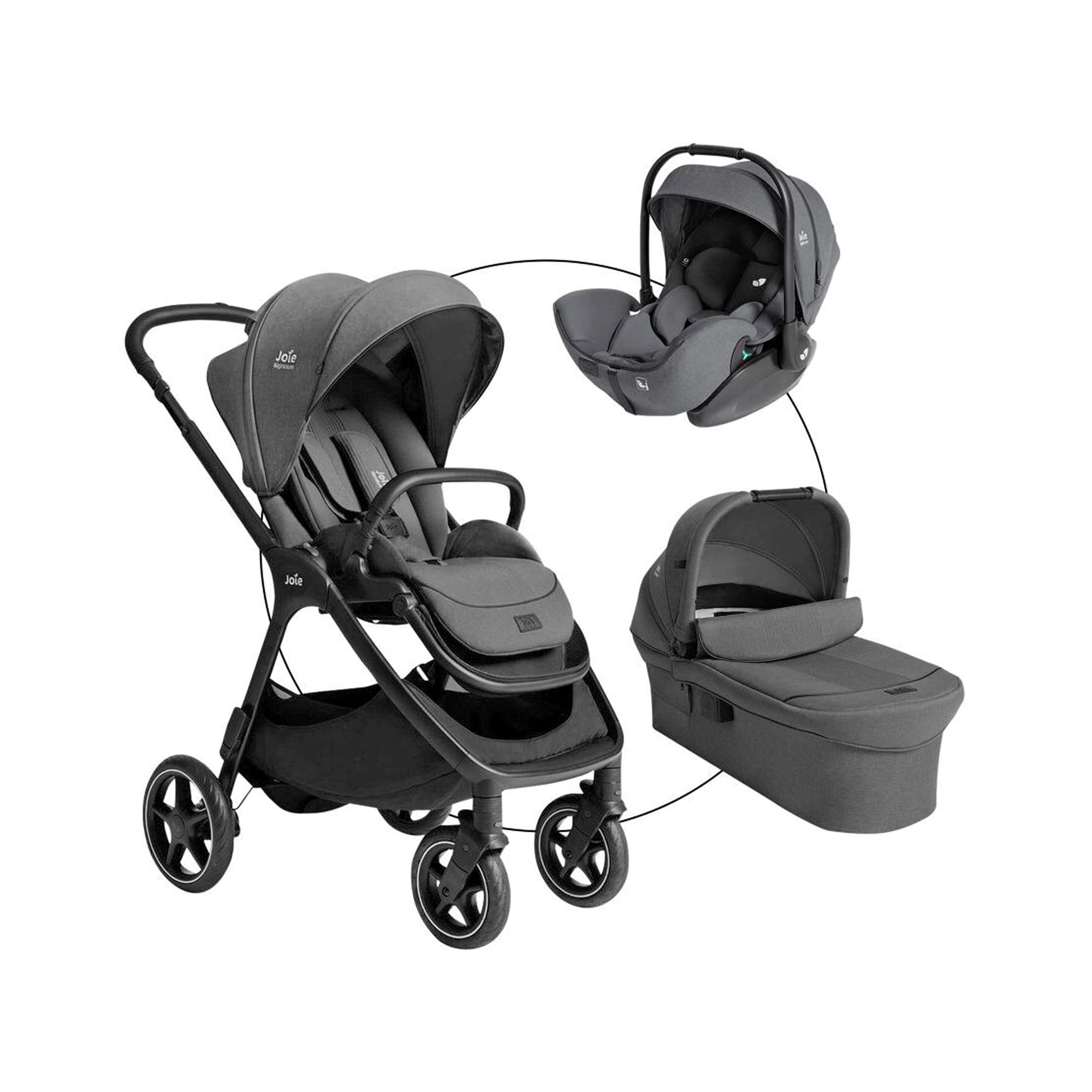 Joie Kombikinderwagen Finiti Trio-Set inkl. Babyschale i-Level Pro grau