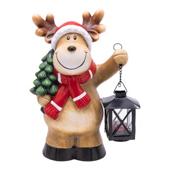 Tuinfiguur "Winter-Elchbert" met bewegingsmelder