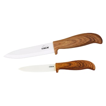 STONELINE Keramik Messer-Set 2-teilig | Holzoptik
