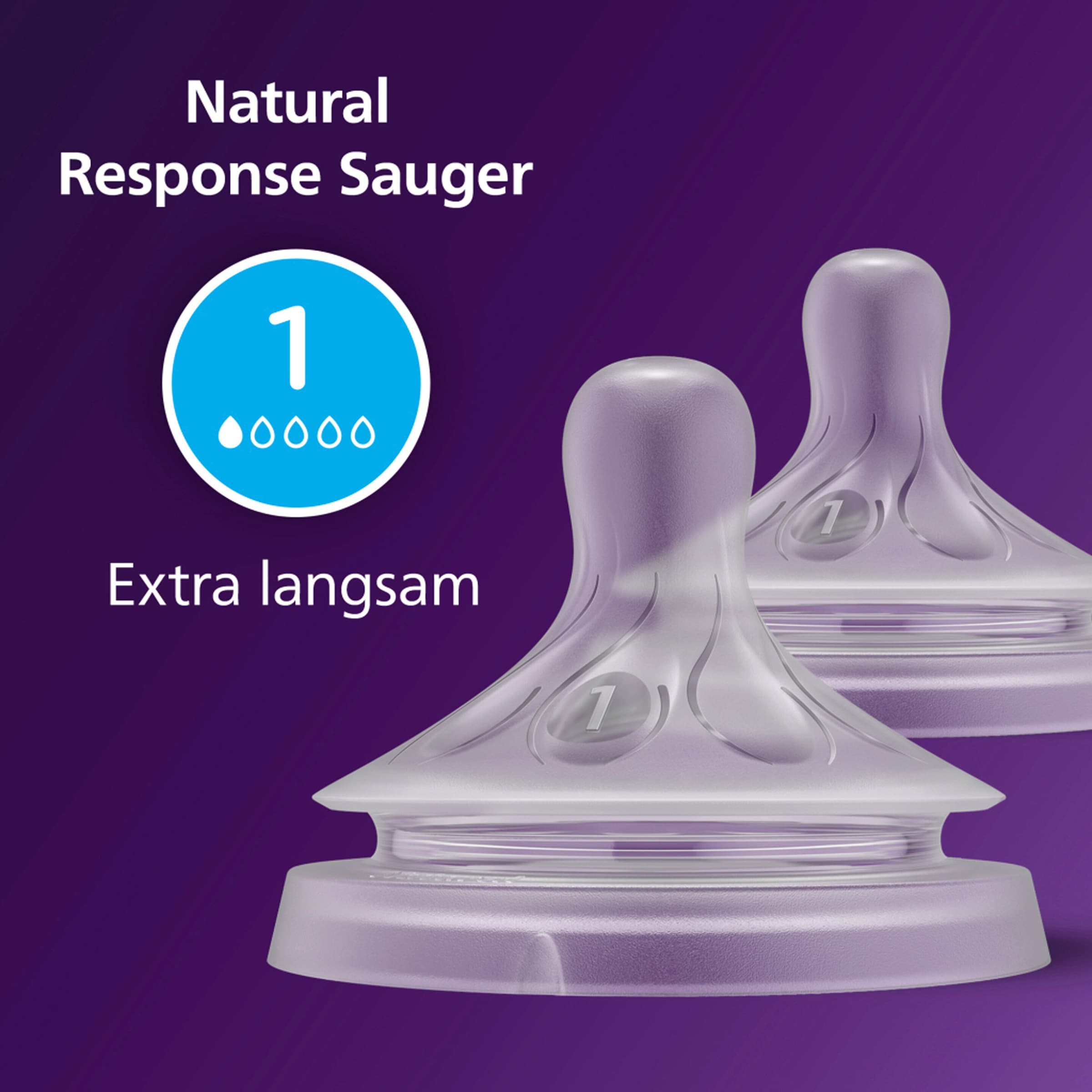 2er-Pack Natural Response Sauger, Silikon, Stufe 1, ab Geburt